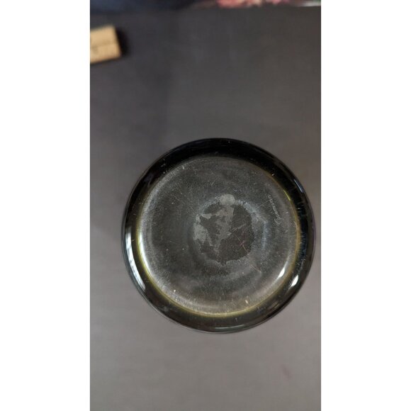 Egermann Bohemian Czech Olive Green Floral Etched Glass Vase Cut To Clear 9 Inch - Picture 9 of 10